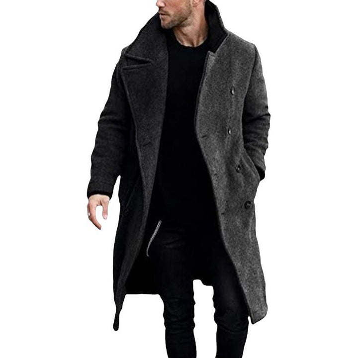 Herren eleganter Wollmantel mit klassischem Revers und doppelter Knopfleiste Echoarchiv