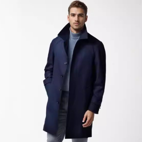 Herren klassischer Trenchcoat mit stilvollem Gürtel und doppelter Knopfreihe Echoarchiv