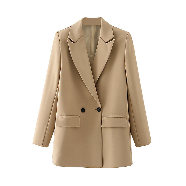 Damen Oversize Doppelreihiger Blazer mit fallendem Revers und weicher Innenfütterung – Valéne