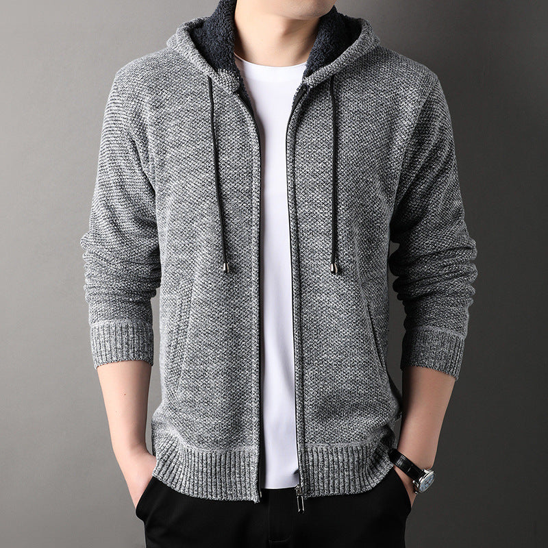 Herren modische Strickjacke mit Kapuze und weich gefüttertem Innenfutter Echoarchiv