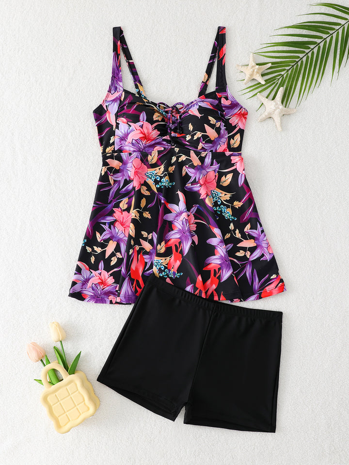 Damen Buntes Schwimmbadkleid mit verstellbaren Trägern Echo Archiv