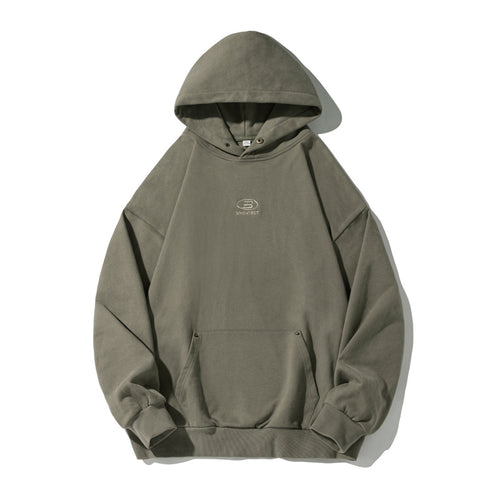 Unisex Oversize Kapuzenpullover im Vintage‑Finish mit Kängurutasche und Metallösen Echo Archiv