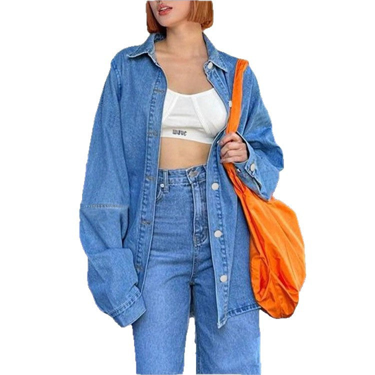 Damen Oversized Denim-Hemdjacke mit verlängertem Schnitt und kastiger Passform Echo Archiv