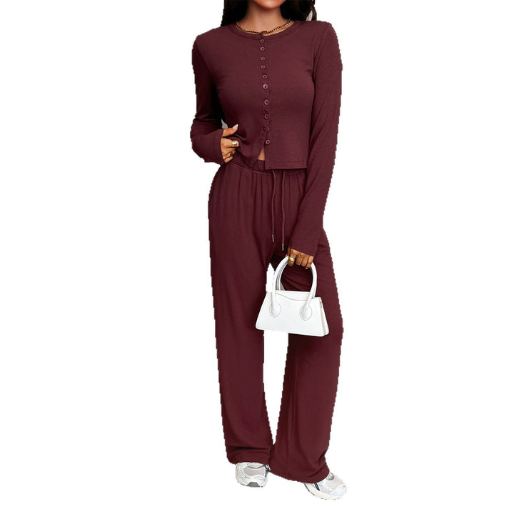 Damen cropped Kapuzen-Sweatjacke mit Tunnelzug und hochgeschnittener Palazzo-Hose – Auréline