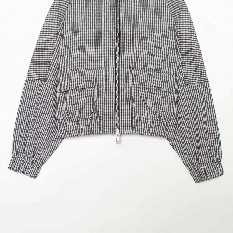 Damen Gekürzte Boxy‑Jacke im Vichy‑Karo mit Stehkragen und Zweiwege‑Reißverschluss Echo Archiv