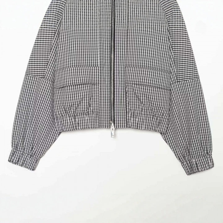 Damen Gekürzte Boxy‑Jacke im Vichy‑Karo mit Stehkragen und Zweiwege‑Reißverschluss Echo Archiv