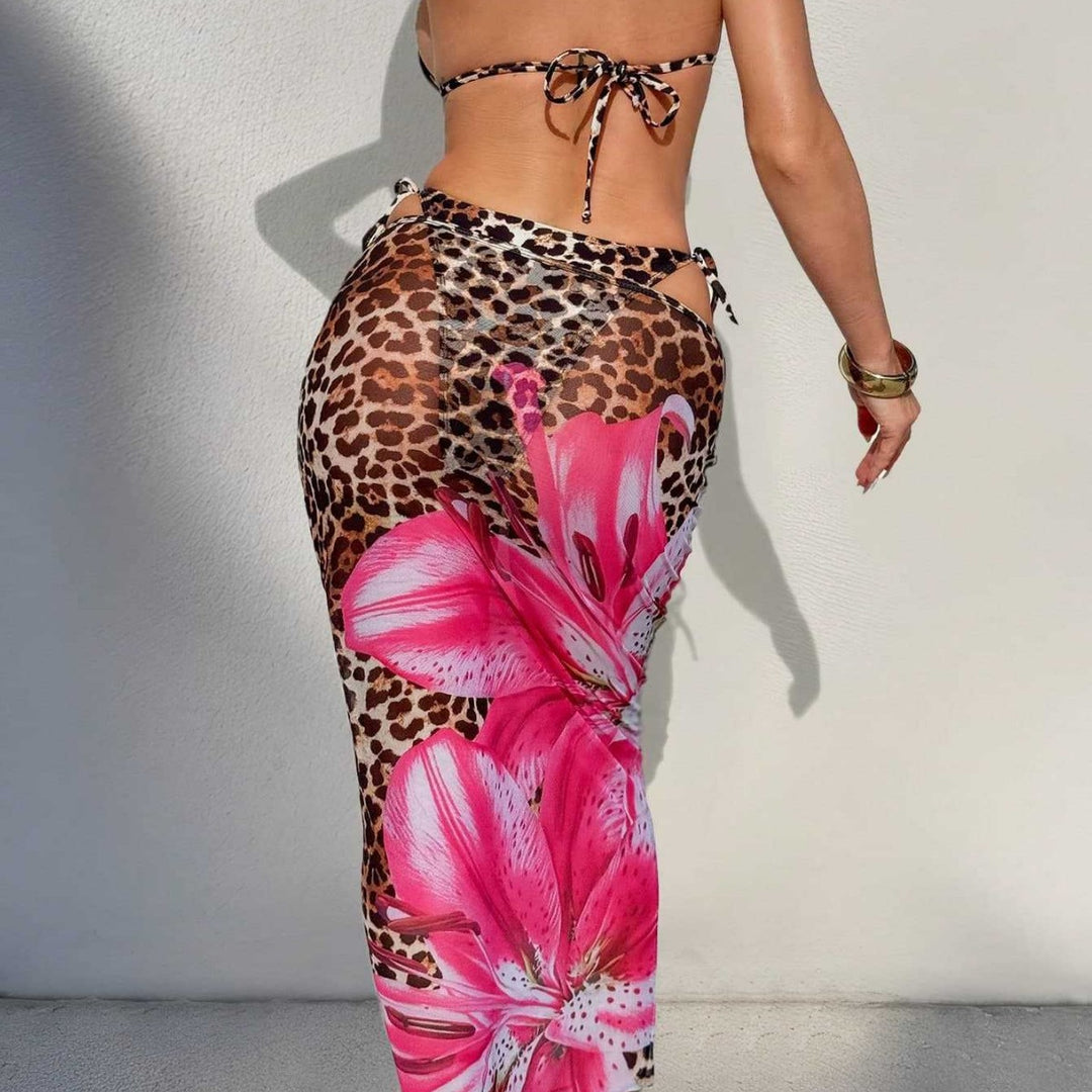 Damen Bikini-Set mit aufregendem Leoparden- und Blumenmuster Echo Archiv