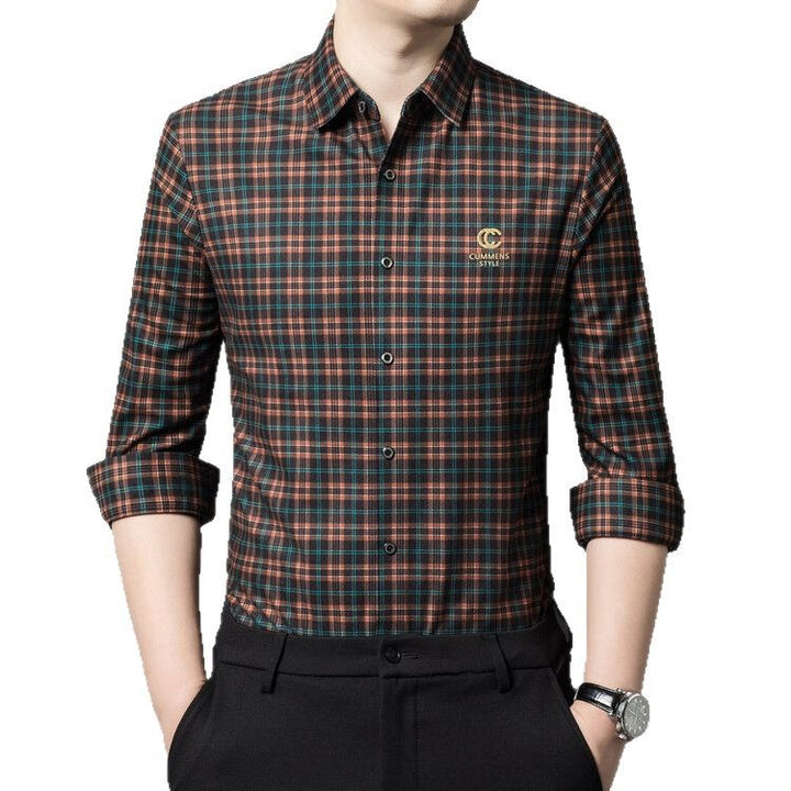 Herren elegantes kariertes Hemd mit Button-Down-Kragen Echoarchiv