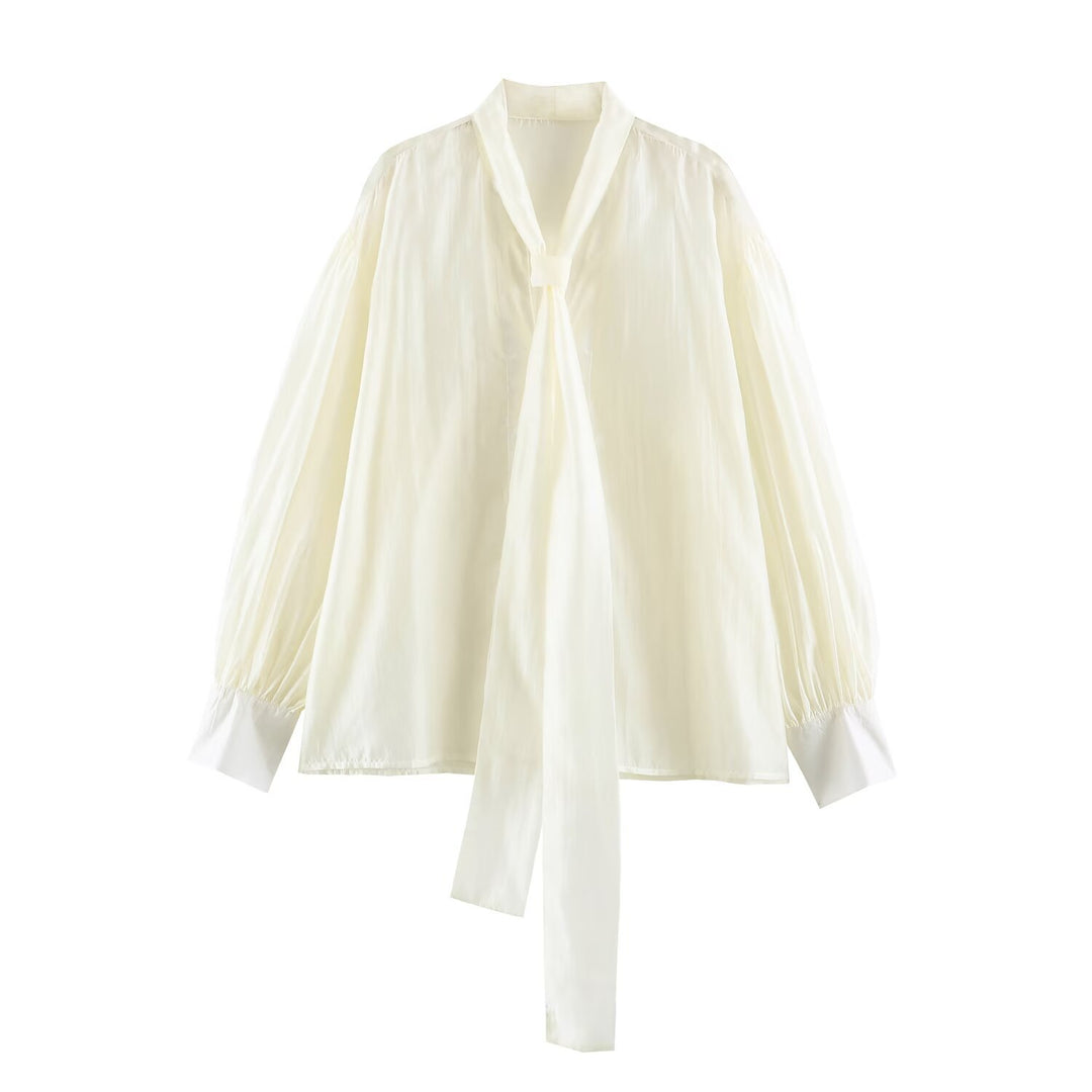 Damen Schluppenbluse mit weitem Oversize-Schnitt, Ballonärmeln und Bindeschal Echo Archiv