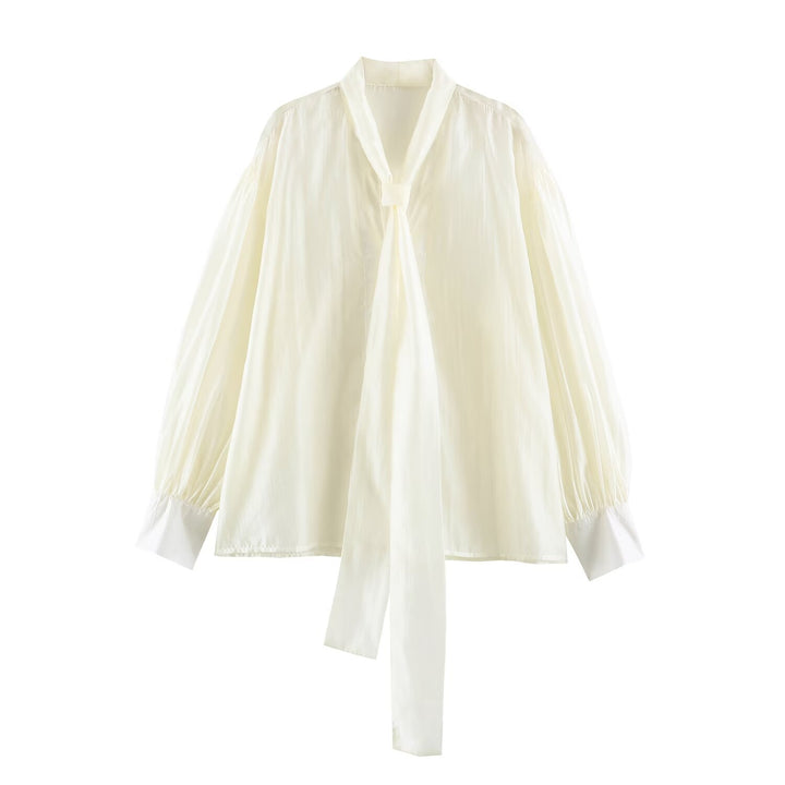 Damen Schluppenbluse mit weitem Oversize-Schnitt, Ballonärmeln und Bindeschal Echo Archiv