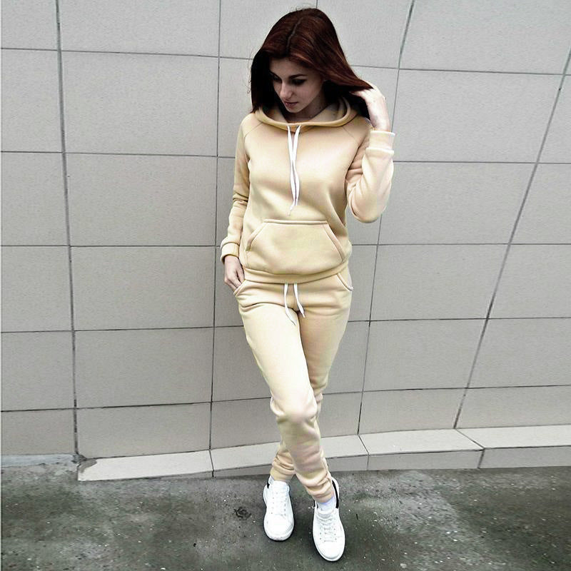 Damen Hausanzug-Set aus weichem Fleece mit Kapuzenpullover und Jogginghose – Auréline