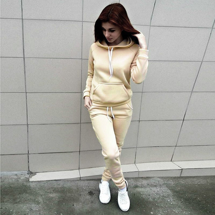 Damen Hausanzug-Set aus weichem Fleece mit Kapuzenpullover und Jogginghose – Auréline