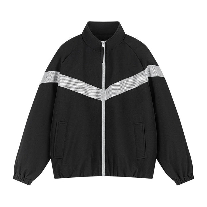 Unisex Leichte Trainingsjacke im Retro-Sportstil mit V-förmigem Reflektoreinsatz Echoarchiv