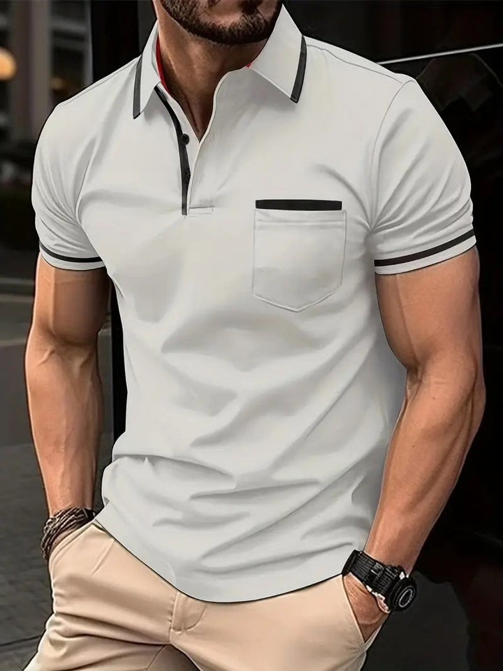 Herren modisches Kurzarm-Polohemd mit kontrastierenden Details Echoarchiv
