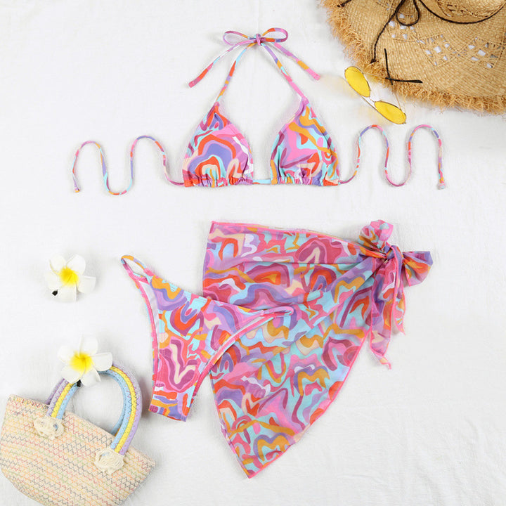 Damen Triangel-Bikini mit hochwertigem Bindeband und modischer Wickelrock-Optik Echo Archiv