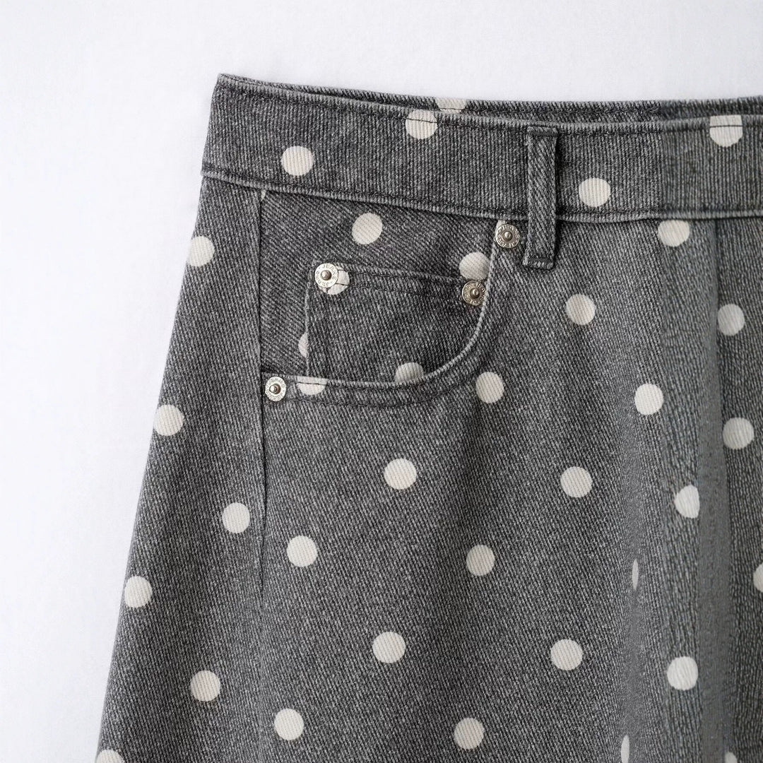 Damen Weite Highwaist Denimhose mit Polka‑Dot Print und Five‑Pocket-Design Echo Archiv