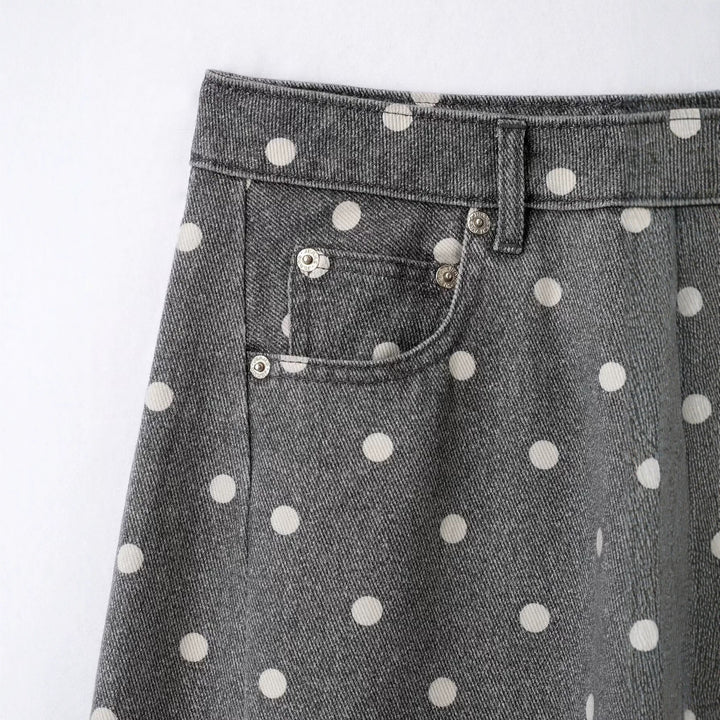 Damen Weite Highwaist Denimhose mit Polka‑Dot Print und Five‑Pocket-Design Echo Archiv