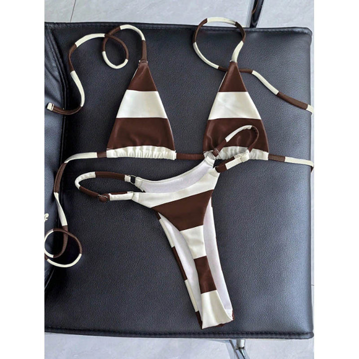 Damen Triangel-Bikini-Set mit schmalen Trägern und angesagtem Streifenmuster Echo Archiv