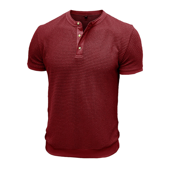 Herren Kurzarm-Henley-Shirt mit strukturiertem Design und edler Knopfleiste Echoarchiv