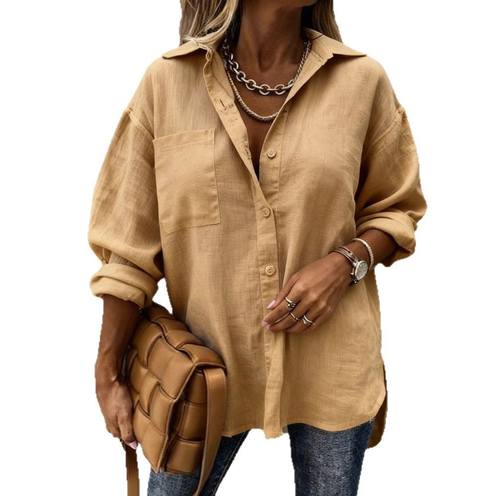 Damen Leichte und lässige Bluse mit Brusttasche Echo Archiv