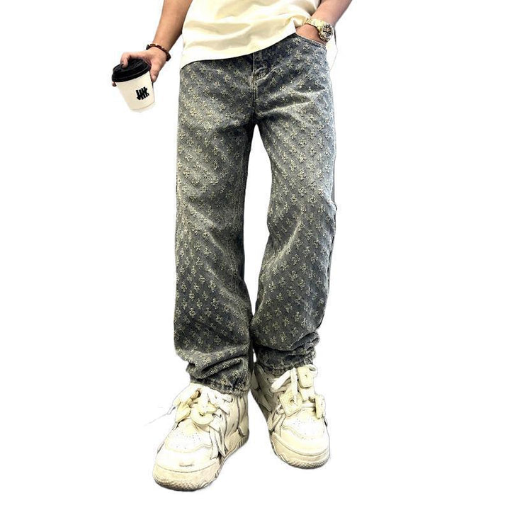 Herren Modische Relaxed Fit Jeans mit floralem Muster Echo Archiv
