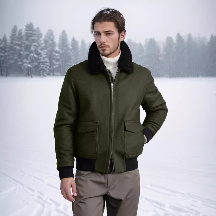 Herren kuschelweiche Winterjacke mit Teddykragen und aufgesetzten Taschen Echoarchiv