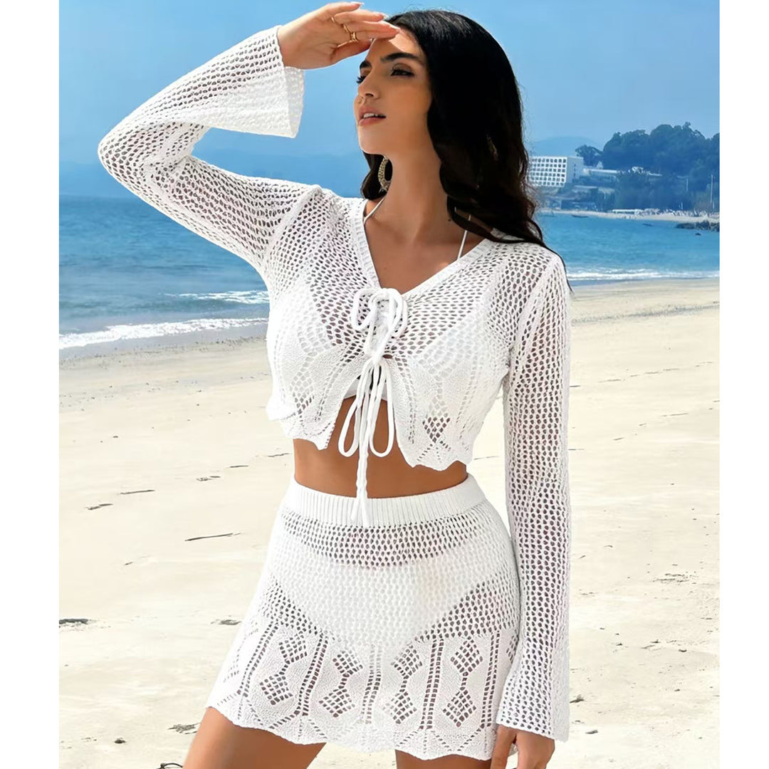 Damen Häkel-Crop-Top und Minirock Set Echo Archiv