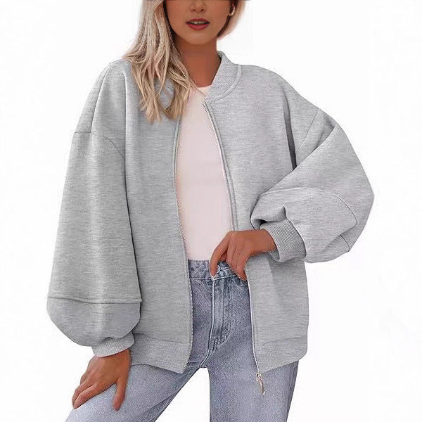 Damen Oversize Bomberjacke mit Ballonärmeln und Reißverschluss Echo Archiv