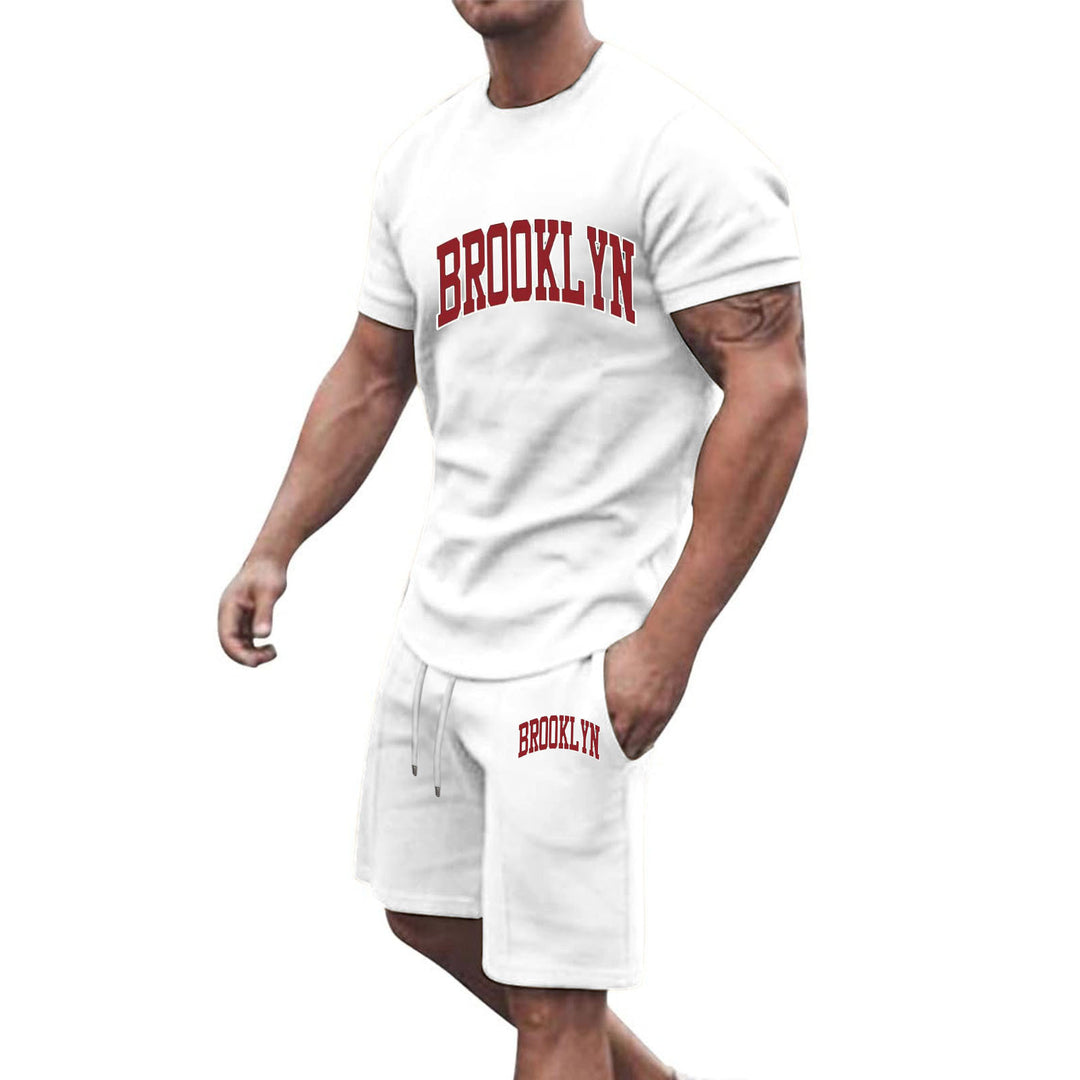 Herren Sportliche Baumwoll-Kurzarm-Pullover und Shorts Set Echoarchiv
