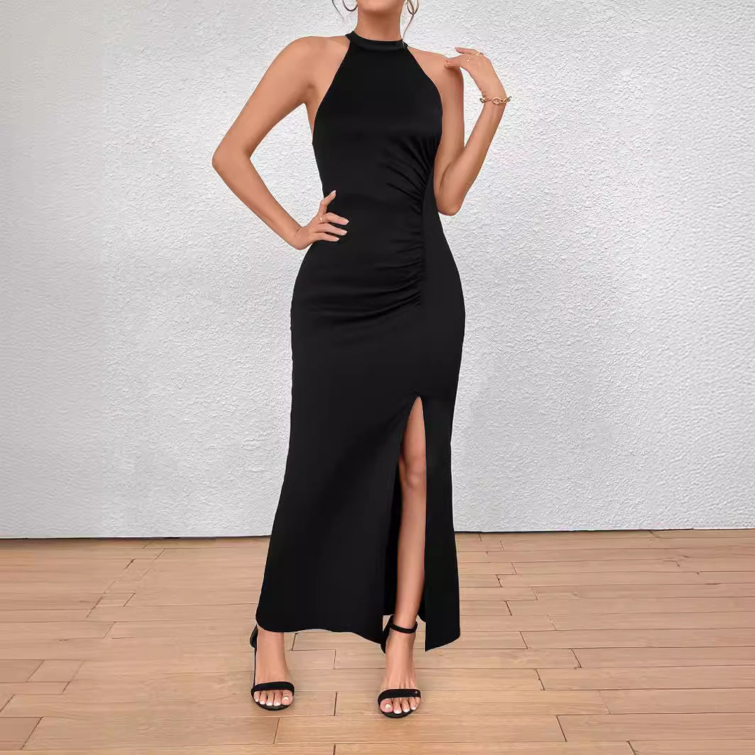 Damen Elegantes Maxikleid mit hohem Schlitz und Raffdetails Echo Archiv