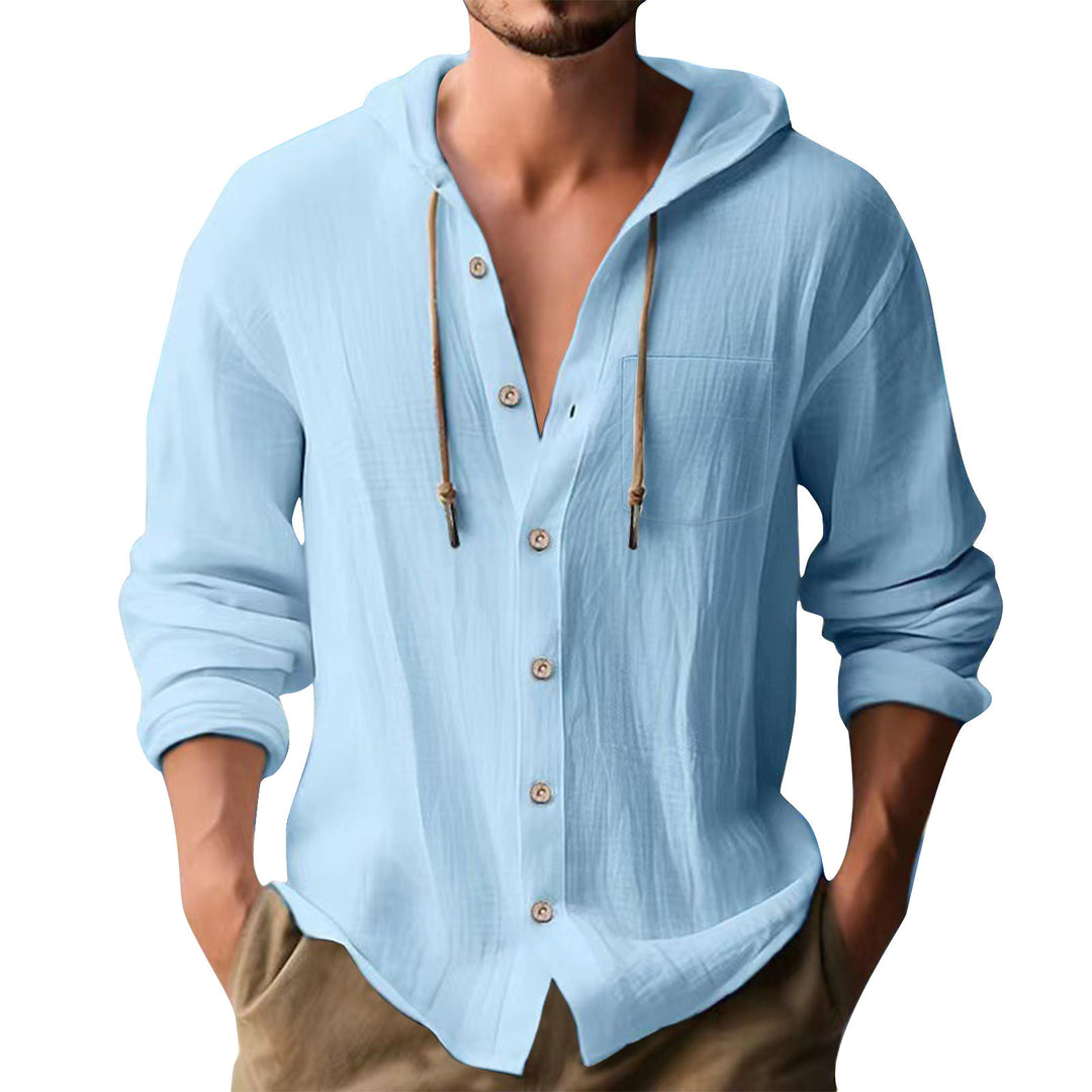 Herren lässiges Kapuzenshirt mit Knopfleiste und praktischen Taschen Echoarchiv