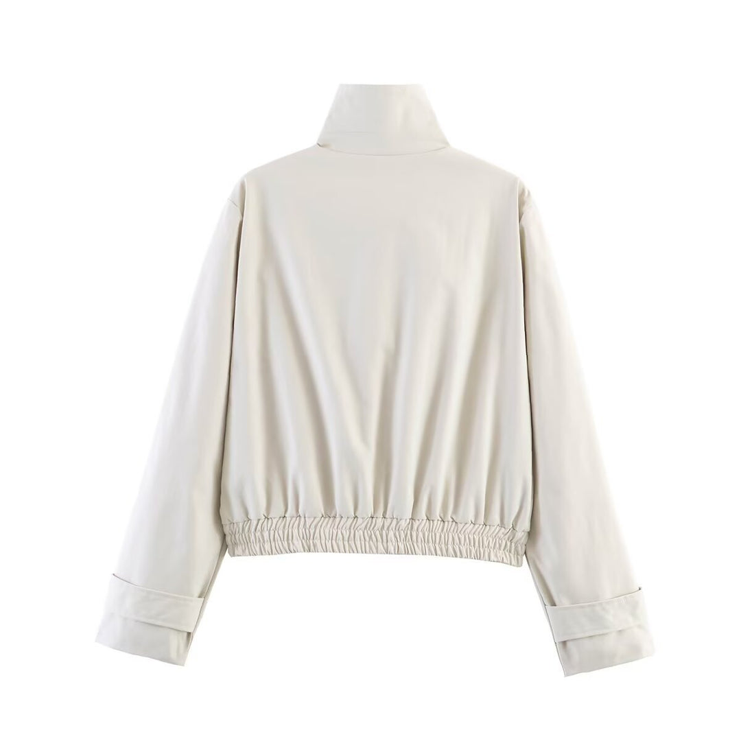 Damen Kurz geschnittener Boxy-Blouson mit hohem Stehkragen, Druckknopfleiste und elastischem Saum Echo Archiv