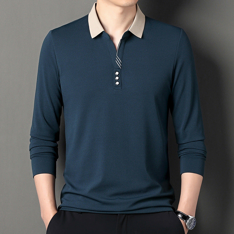 Herren Langarm Poloshirt mit modernen Akzenten und eleganter Knopfleiste Echoarchiv