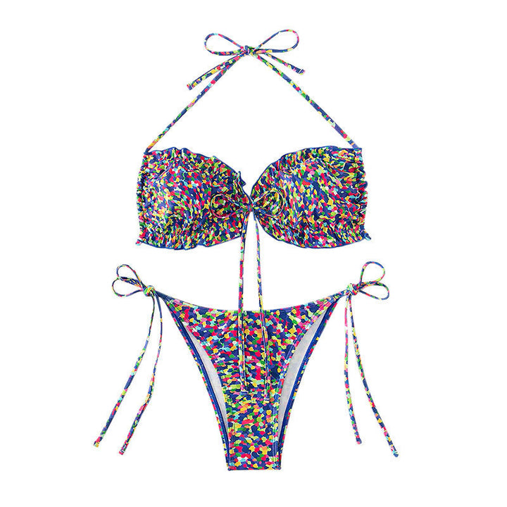 Damen Triangel-Bikini mit verstellbaren Trägern und buntem Muster Echo Archiv