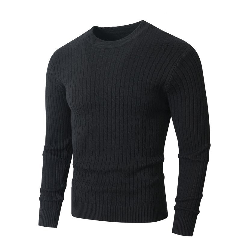 Herren Merino-Mix Feinstrickpullover mit Zopfmuster, Rippbündchen und schmaler Silhouette Echo Archiv