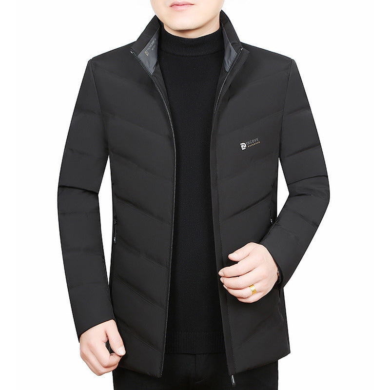 Herren Slim-Fit Reisesteppjacke mit Stehkragen und Chevron-Steppung – Taviero