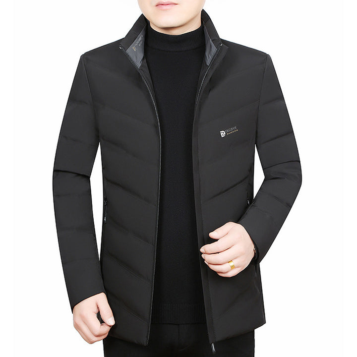 Herren Slim-Fit Reisesteppjacke mit Stehkragen und Chevron-Steppung – Taviero