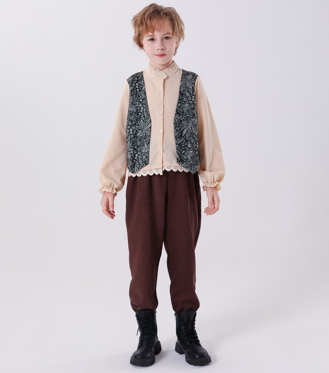 Unisex nan Kinderweste im Vintage Brokatstil mit floralem Jacquardmuster Echo Archiv