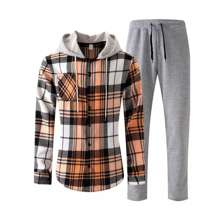 Herren Jumpsuit mit stilvollem Karomuster und kuscheligem Kragen Echoarchiv