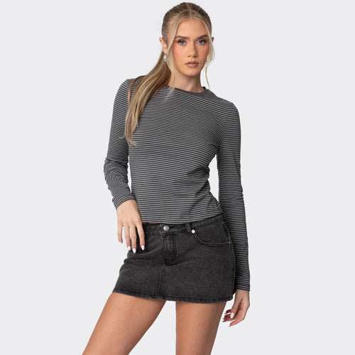 Damen Langarmshirt mit bequemen Schnitt und feinen Streifen Echo Archiv