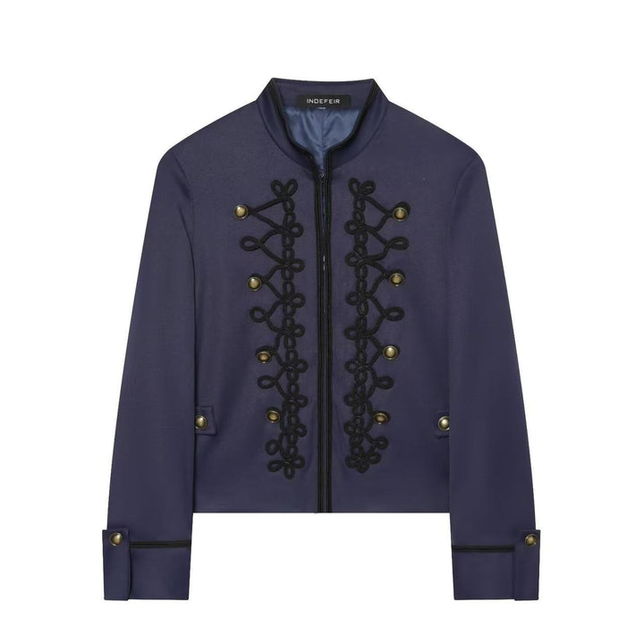 Damen Cropped-Militärjacke mit Stehkragen und dekorativer Kordelapplikation Echo Archiv