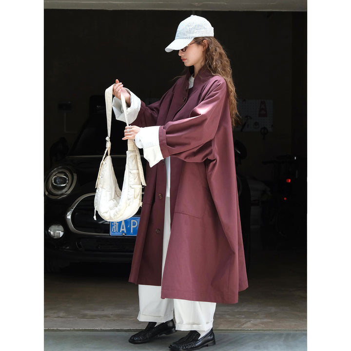 Damen Oversize-Trenchcoat mit Stehkragen und verlängertem Schnitt Echoarchiv