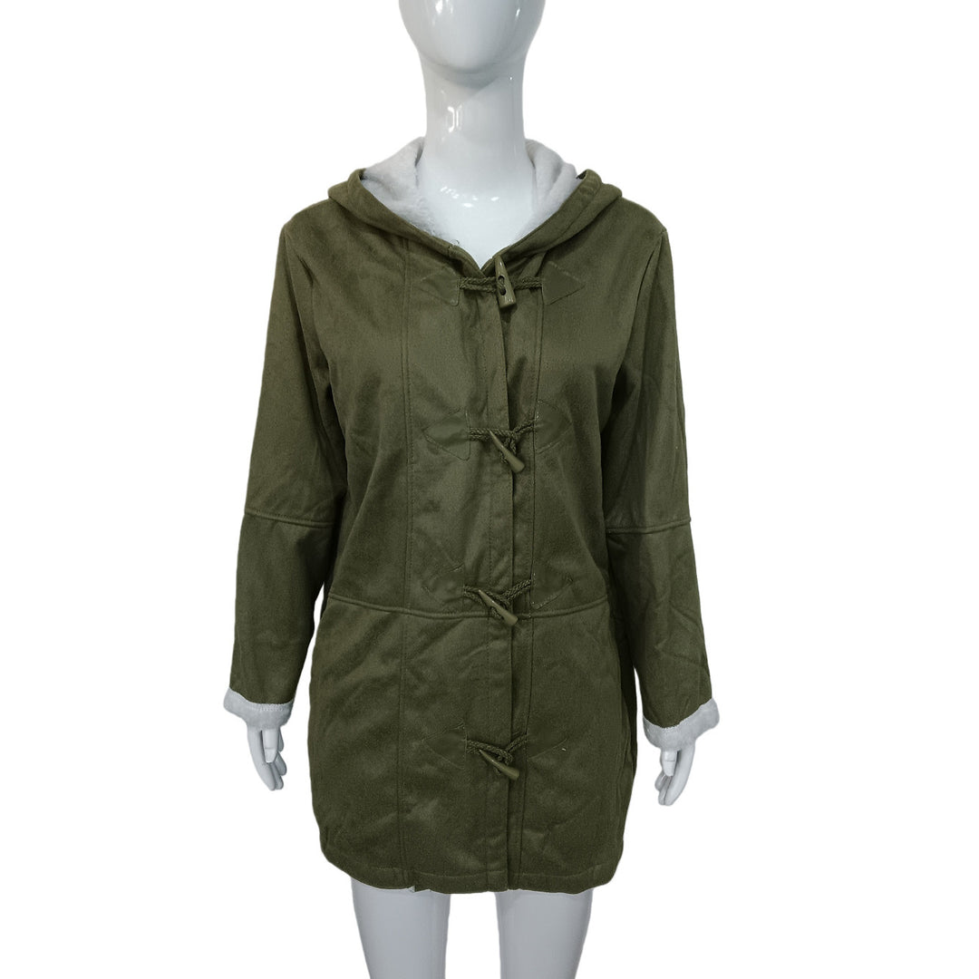 Damen Kapuzen-Dufflecoat mit Kunstfellbesatz und KnEchoarchivelverschlüssen Echoarchiv
