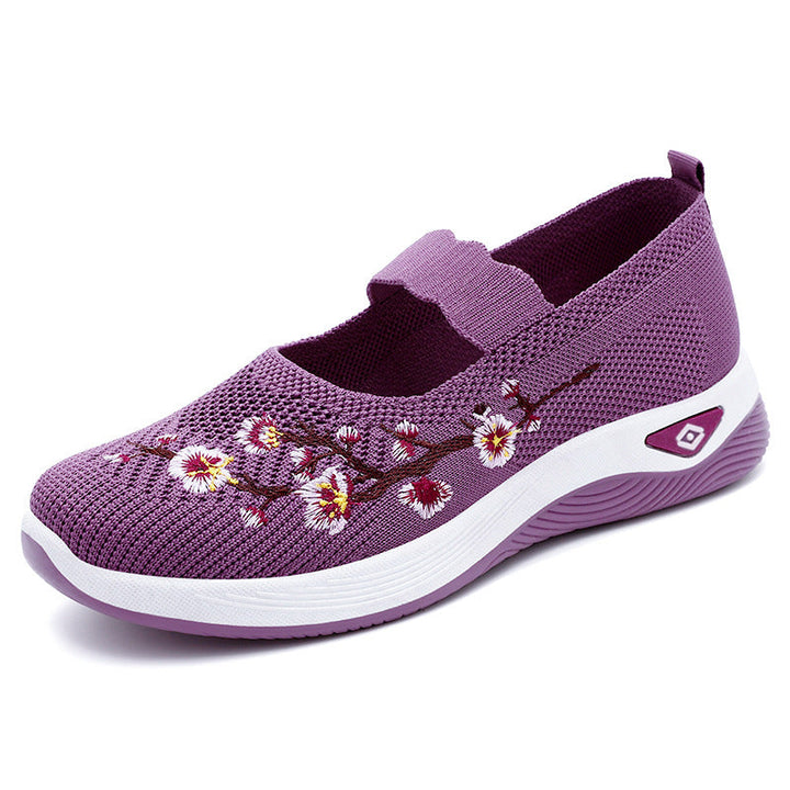 Damen Sportliche Slip-On Sneakers mit floralem Stickdesign Echo Archiv
