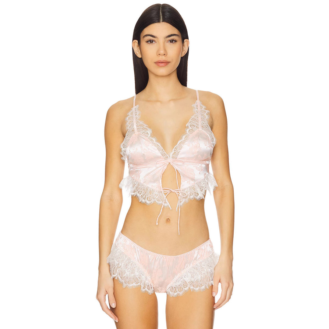 Damen Spitzen-Babydoll-Set mit Rüschendetails und schimmerndem Satin Echo Archiv