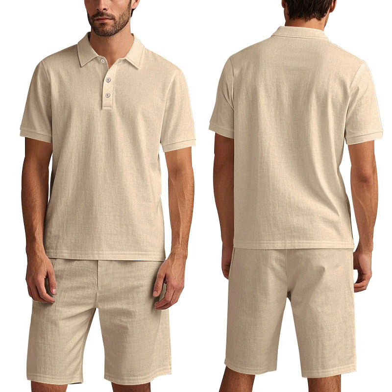 Herren Polohemd und Shorts Set aus atmungsaktivem Baumwollmix mit modernem Schnitt Echoarchiv