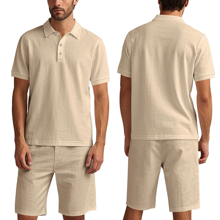 Herren Polohemd und Shorts Set aus atmungsaktivem Baumwollmix mit modernem Schnitt Echoarchiv