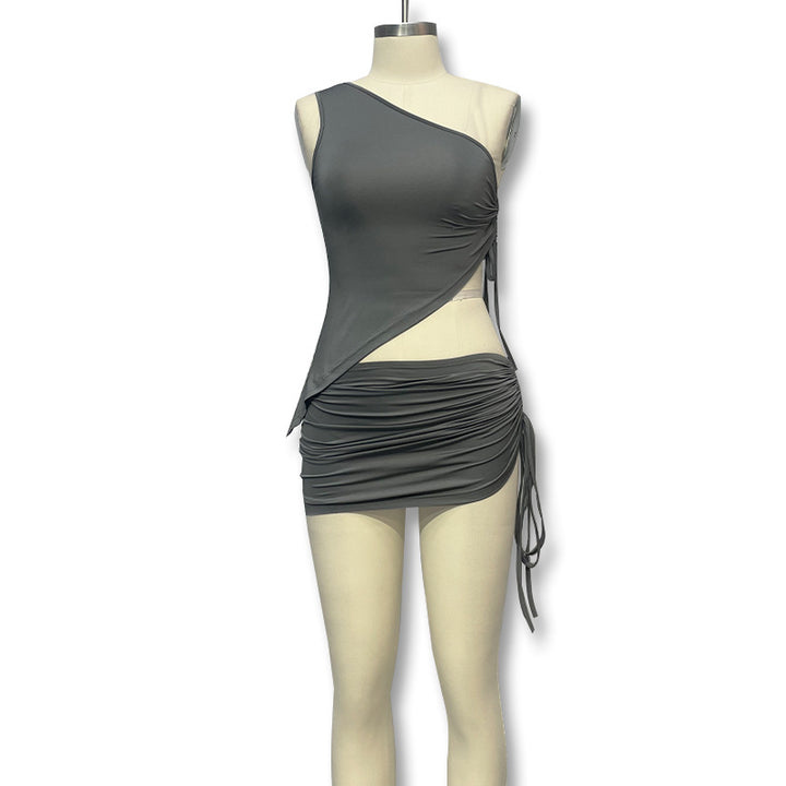 Damen asymmetrisches Wickelkleid mit Raffungen Echo Archiv