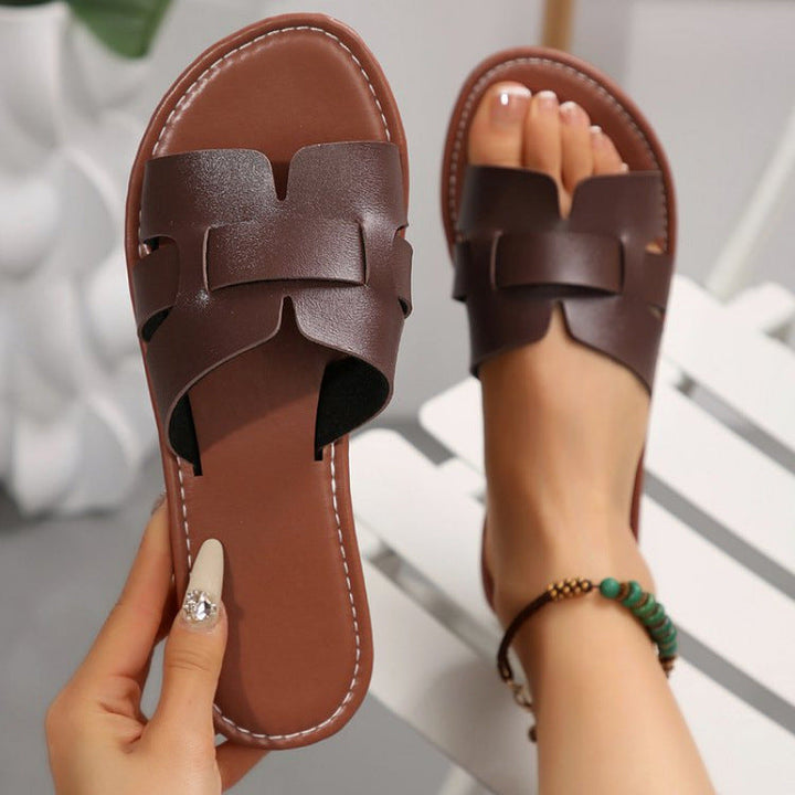 Damen nan flache Pantolette mit geschlitztem Riemen-Design und gepolstertem Komfortfußbett Echoarchiv