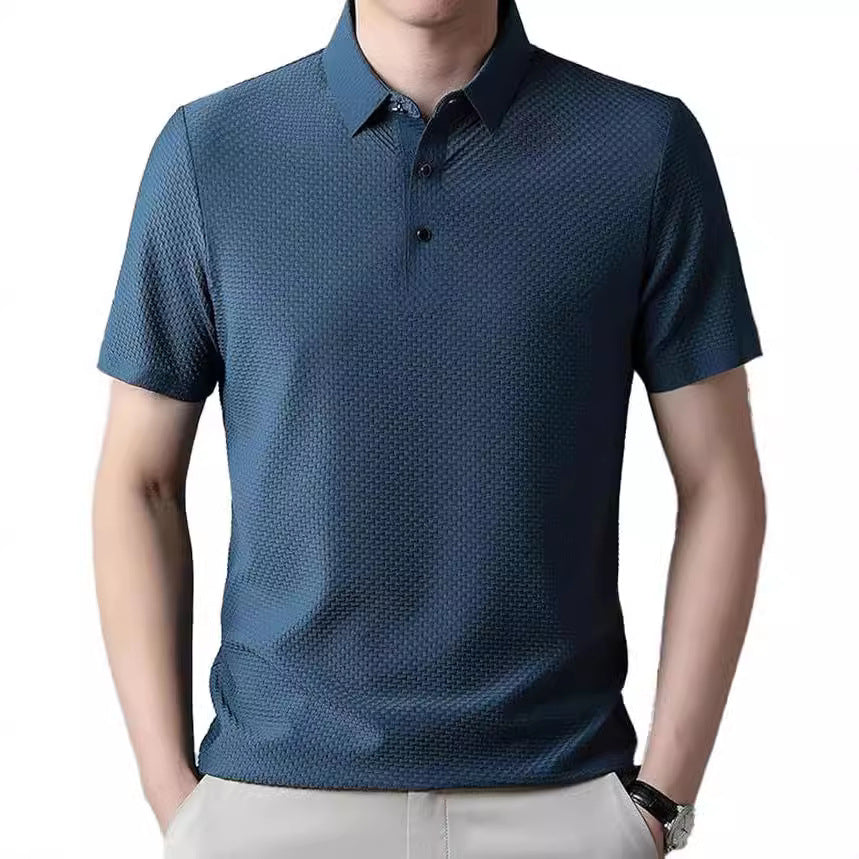 Herren Polohemd mit strukturiertem Design und atmungsaktiver Textur Echoarchiv
